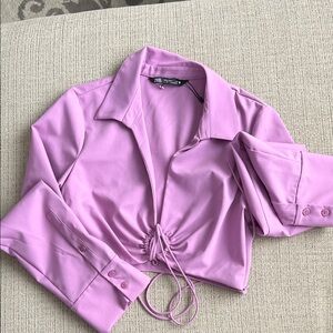 Zara Purple Drawstring Crop Blouse size M